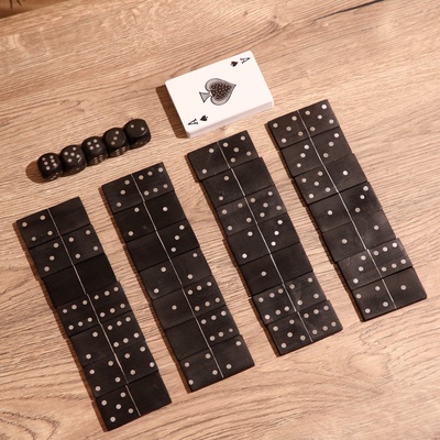 Игра настольная 3 в 1, домино, кубики, карты, полирезин, МДФ