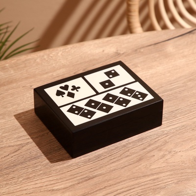 Игра настольная 3 в 1, домино, кубики, карты, полирезин, МДФ