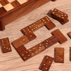Игра настольная 3 в 1, шахматы, домино, кубики, доска 20×20 см, дерево шишам - Фото 13