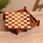 Игра настольная 3 в 1, шахматы, домино, кубики, доска 20×20 см, дерево шишам - Фото 6