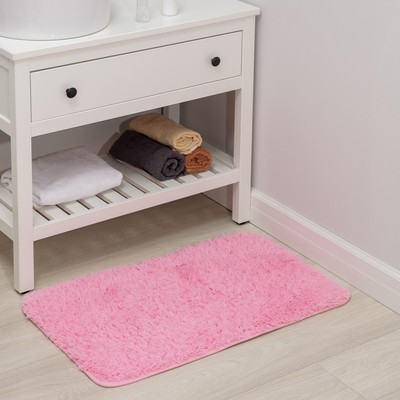 Коврик для ванной и туалета Доляна «Пушистик», 50×80 см, цвет розовый