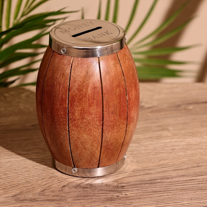 Копилка «Банк», 9×9×12 см, манговое дерево - Фото 1