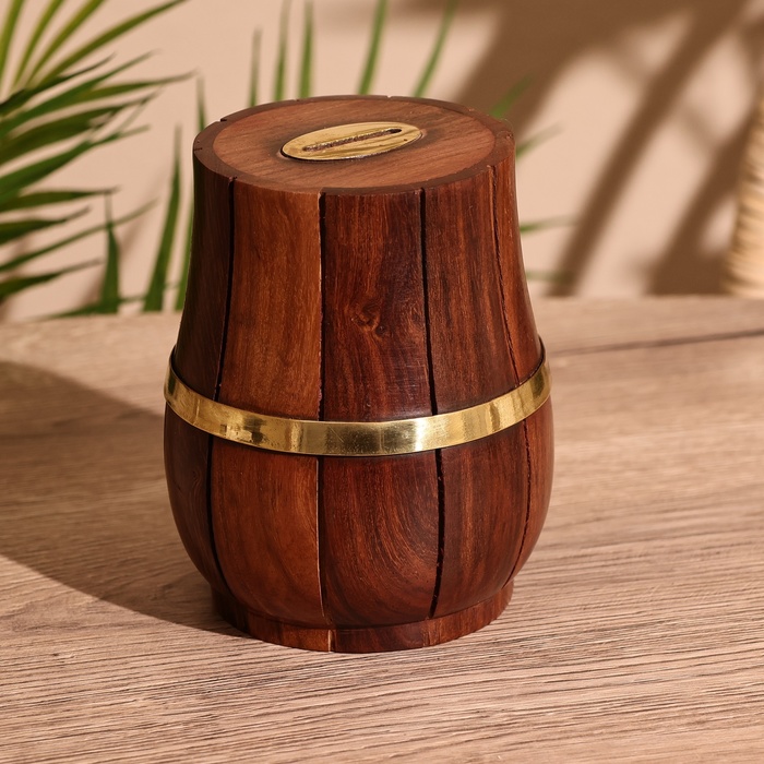 Копилка «Бочка», 10×10×12 см, манговое дерево - Фото 1