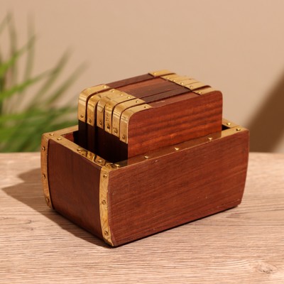 Подставки под горячее, 6 шт., 10×6.5×7 см, дерево шишам