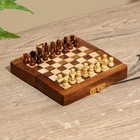 Шахматы карманные, доска 12,5х12,5 см, дерево шишам - Фото 1