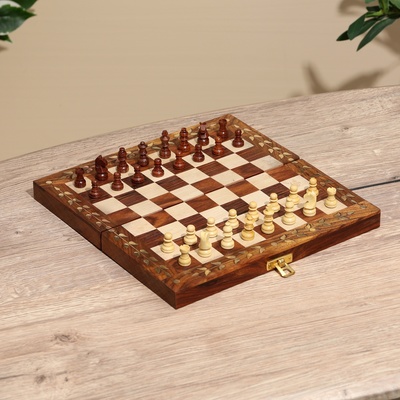 Шахматы складные, доска 25×25 см, дерево шишам