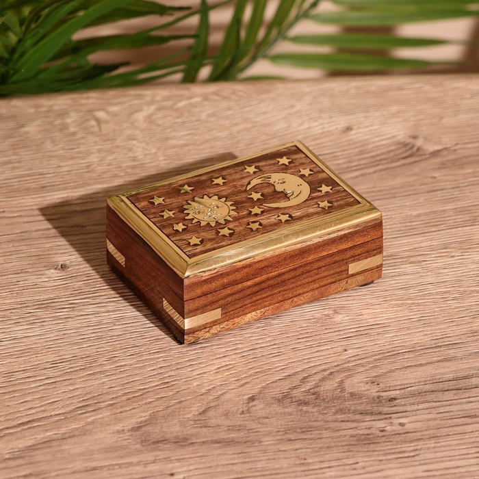 Шкатулка «День и ночь», 9×6.5×4 см, дерево шишам