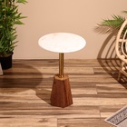 Столик кофейный, 40×40×59 см, мрамор, алюминий, дерево - Фото 2