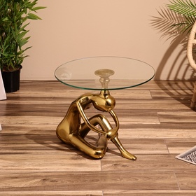 Столик кофейный 50х50х46 см, алюминий, стекло
