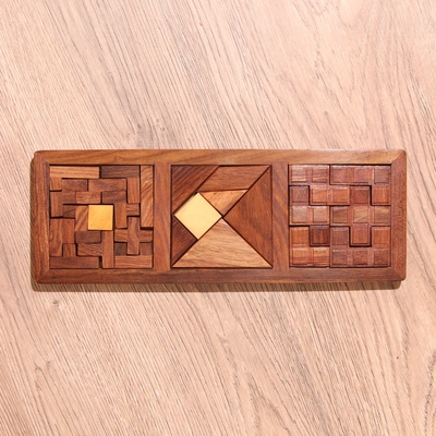 Игра настольная головоломка 3 в 1, 28.5×10.5×1 см, дерево шишам