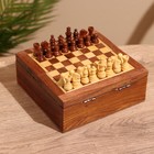 Игра настольная 2 в 1, шахматы, бэкгэммон, 15.5×15.5×5 см, дерево шишам - Фото 1