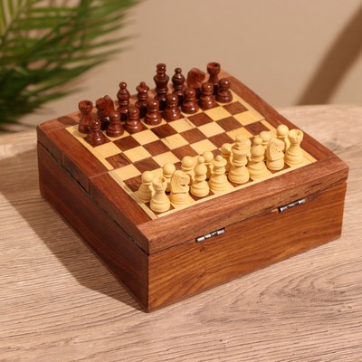 Игра настольная 2 в 1, шахматы, бэкгэммон, 15.5×15.5×5 см, дерево шишам