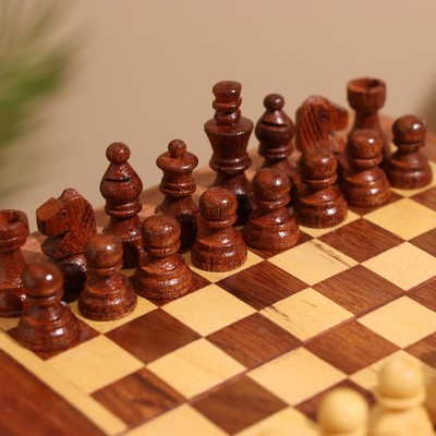 Игра настольная 2 в 1, шахматы, бэкгэммон, 15.5×15.5×5 см, дерево шишам