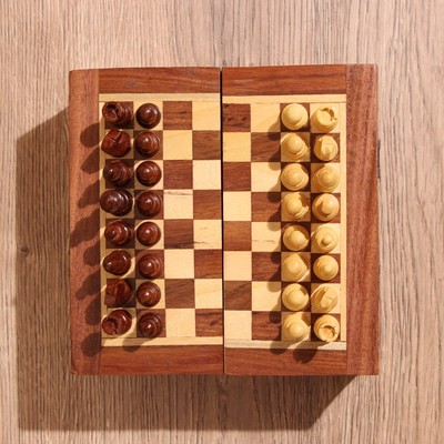 Игра настольная 2 в 1, шахматы, бэкгэммон, 15.5×15.5×5 см, дерево шишам