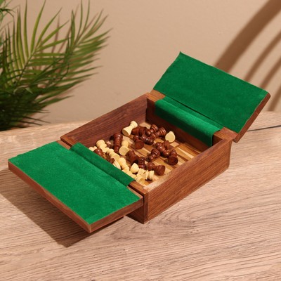 Игра настольная 2 в 1, шахматы, бэкгэммон, 15.5×15.5×5 см, дерево шишам