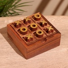 Игра настольная 2 в 1, крестики-нолики, солитёр, 11.5×11.5×5 см, дерево шишам - Фото 3