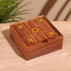 Игра настольная 2 в 1, крестики-нолики, солитёр, 11.5×11.5×5 см, дерево шишам - Фото 4