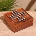 Игра настольная 2 в 1, крестики-нолики, солитёр, 11.5×11.5×5 см, дерево шишам - Фото 7