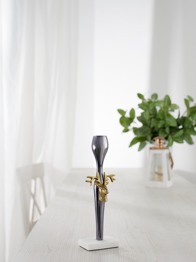 Подсвечник «Олень», 25 см, металл, мрамор