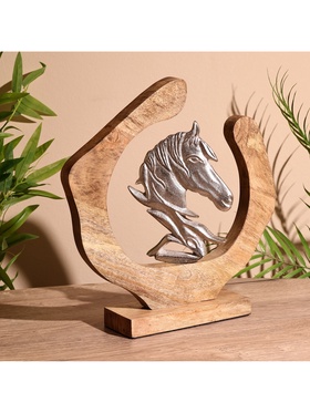 Статуэтка интерьерная в деревянном кольце «Конь», 30×8×33 см