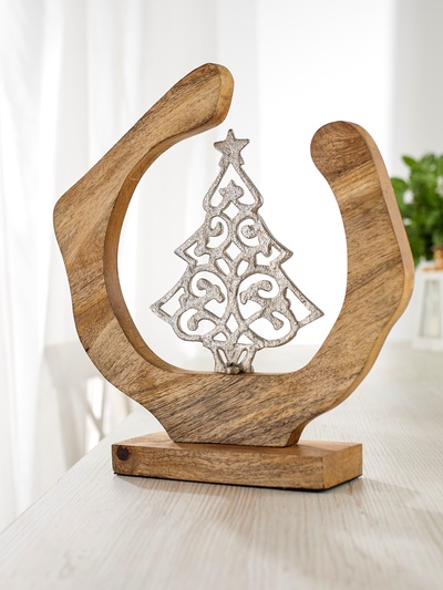 Сувенир интерьерный в деревянном кольце «Ёлочка», 25×8×28 см
