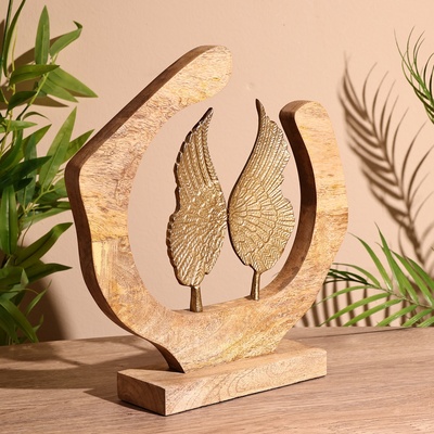 Сувенир интерьерный в деревянном кольце «Крылья», 25×8×28 см