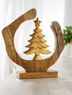 Сувенир интерьерный в деревянном кольце «Ёлочка», 30×8×33 см - Фото 1