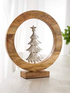 Сувенир интерьерный в деревянном кольце «Ёлка», 30×8×33 см