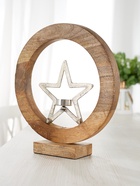 Подсвечник в деревянном кольце «Звезда», 30×8×33 см - фото 61057602