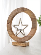 Подсвечник в деревянном кольце «Звезда», 30×8×33 см - фото 60841501