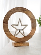 Подсвечник в деревянном кольце «Звезда», 30×8×33 см - фото 61057598