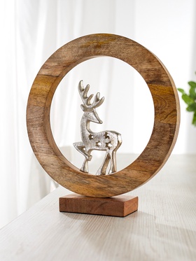 Сувенир интерьерный в деревянном кольце «Оленёнок», 30×8×33 см