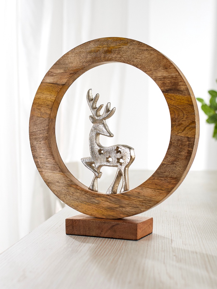 Сувенир интерьерный в деревянном кольце «Оленёнок», 30×8×33 см - Фото 1