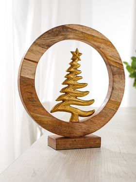 Сувенир интерьерный в деревянном кольце «Ель», 30×8×33 см