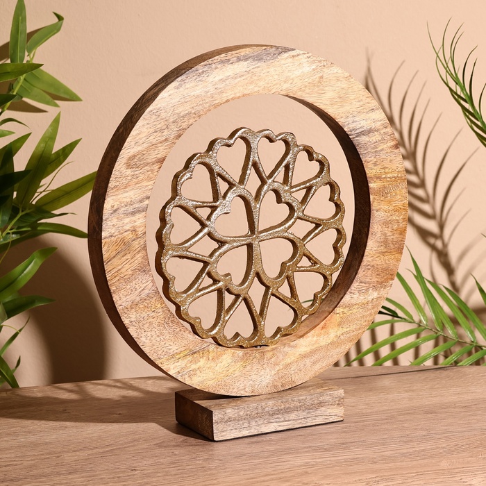 Сувенир интерьерный в деревянном кольце "Клевер" 30х8х33 см - Фото 1