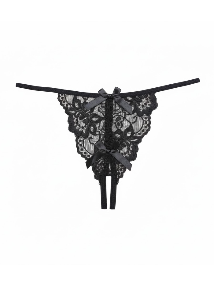 Трусы женские с доступом, кружево, размер 44-46, черный - Фото 1