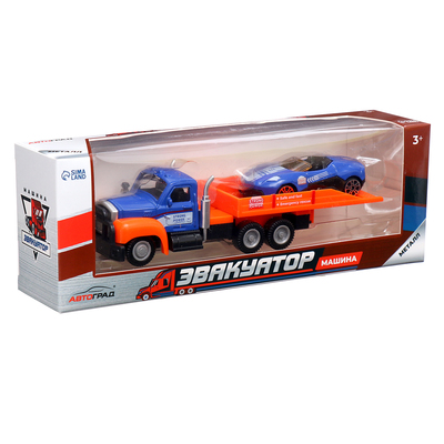 Грузовик металлический «Эвакуатор», с машинкой, цвет МИКС