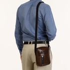 Сумка мужская через плечо на молнии, 2 наружных кармана, коричневая - фото 47195757