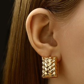 Серьги металл «Аккорд» плетёные, прямоугольник, цвет золото