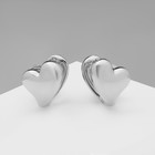 Серьги металл «Аккорд» сердечко, цвет серебро - фото 321816690