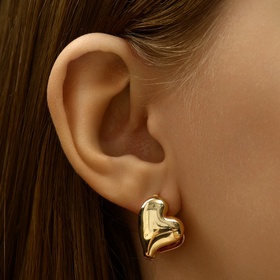 Серьги металл «Аккорд» сердечко, цвет золото