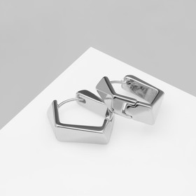 Серьги металл «Аккорд» пятиугольник, цвет серебро