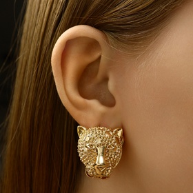 Серьги металл «Аккорд» гепард, цвет золото