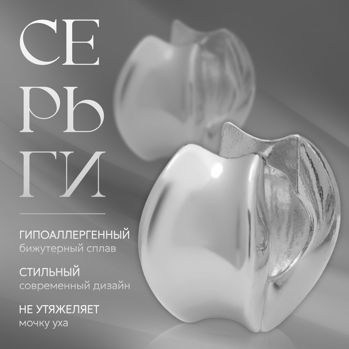 

Серьги металл «Аккорд» круг вогнутый, цвет серебро