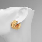 Серьги металл «Аккорд» круг вогнутый, цвет золото - Фото 4