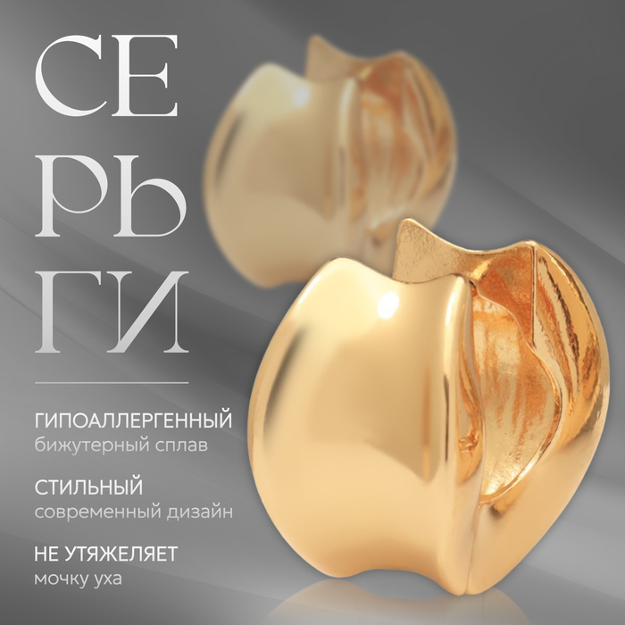 

Серьги металл «Аккорд» круг вогнутый, цвет золото