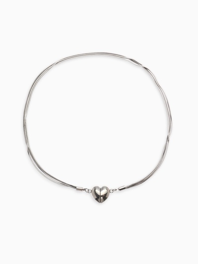 Чокер «Сердце» магнитные половинки, цвет серебро, 34 см