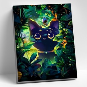 Картина по номерам 40x50  черный холст "Кошачий арт"  (23 цвета) BHR0582