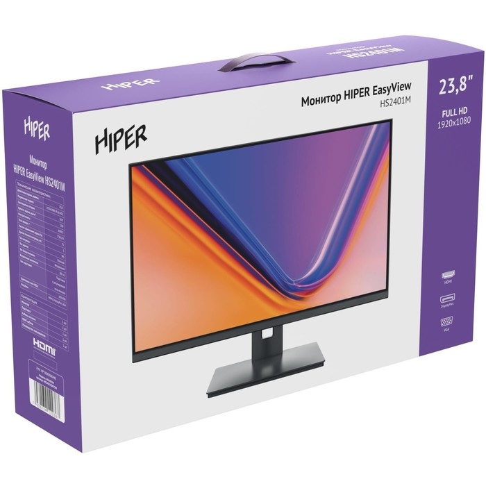 Монитор Hiper 23.8" EasyView HS2401M черный IPS LED 5ms 16:9 HDMI M/M матовая 250cd 178гр/1   106691 - фото 51604722