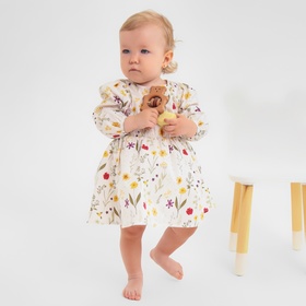 Платье - боди для девочки MINAKU «Цветы», рост 92-98 см, белое
